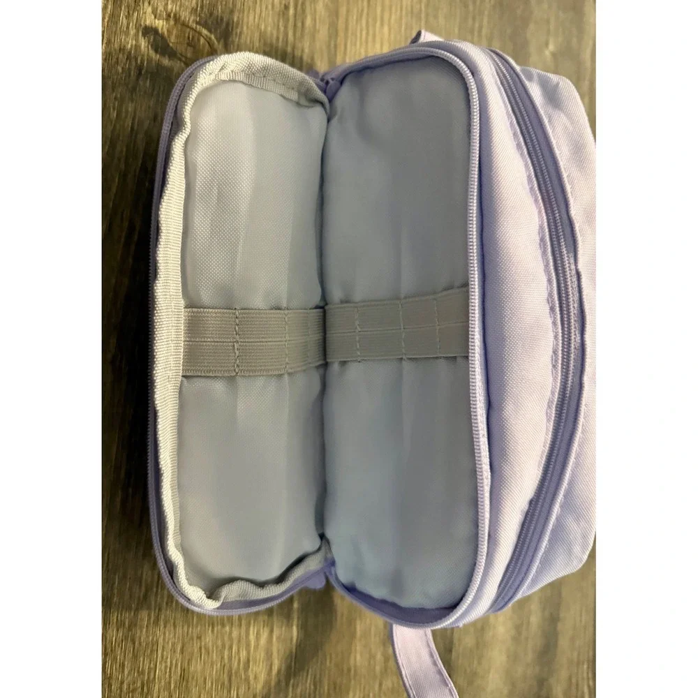 Angoo Pencil Case Large Capacity Lilac Purple Canvas Multi-Compartment Excellent